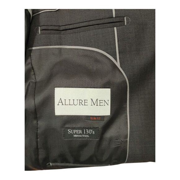 ALLURE MEN GREY BIRDS EYE CHECK SLIM FIT JACKET ONLY 40R NWOT. - Picture 7 of 7